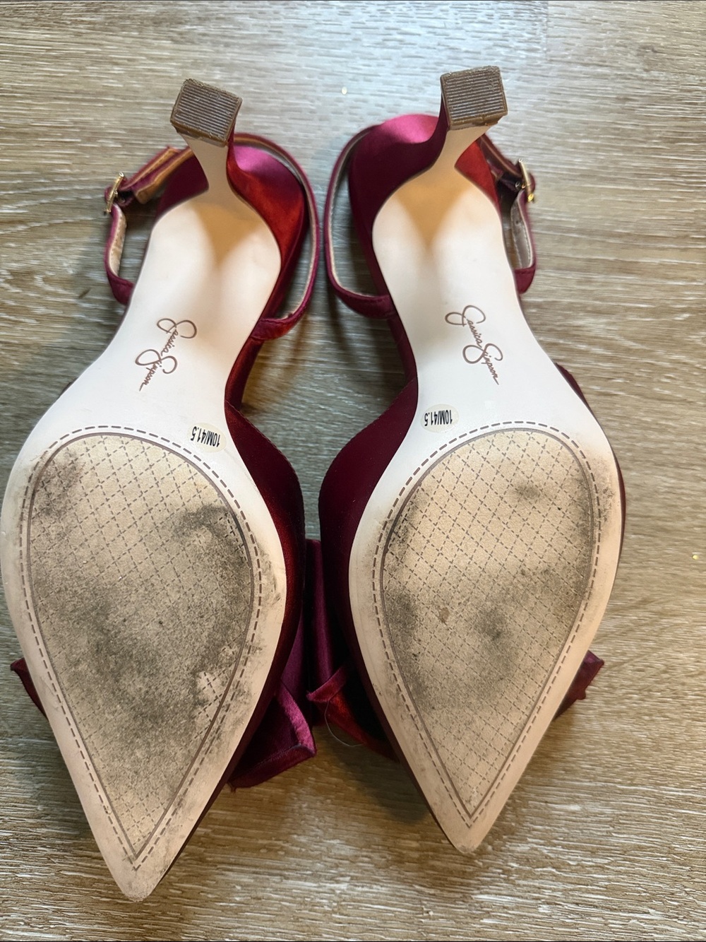 Jessica Simpson Satin Wine Bow Pointed-Toe Slingback Heels - Picture 7 of 7